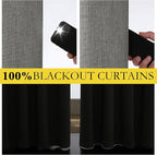 NICETOWN Grizzle Gray Vintage Linen 100% Blackout Curtains for Living Room, Thermal Insulated Curtains 108“ Long, Noise Reducing Window Treatment Drapes for Home Office, 62" Wide Per Panel, Set of 2
