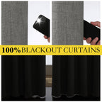 NICETOWN Grizzle Gray Vintage Linen 100% Blackout Curtains for Living Room, Thermal Insulated Curtains 72" Long, Noise Reducing Window Treatment Drapes for Hall Room, 52" Wide Per Panel, Set of 2