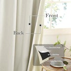 RYB HOME Cream White Linen Blackout Curtains, 100% Blackout Thermal Insulated Boho Farmhouse Window Curtain Panels for Living Room, Back Tab & Rod Pocket, 52" W x 96" L, 2 Panels Set