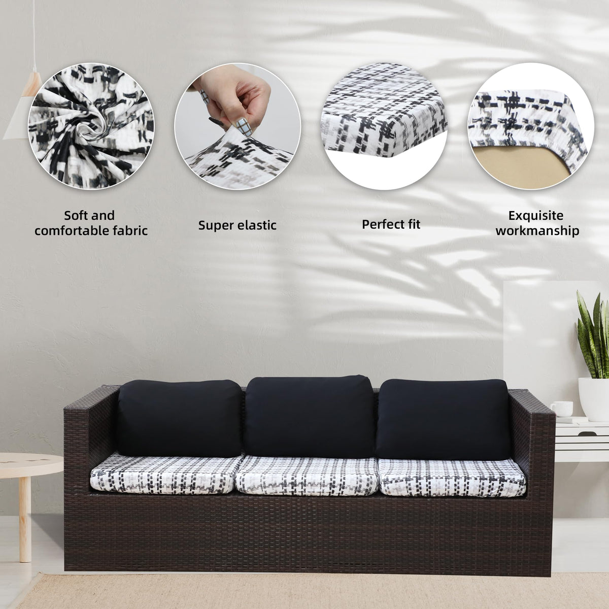 8 Pcs Outdoor Cushion Covers, Patio Sofa Cushion Covers Replacement