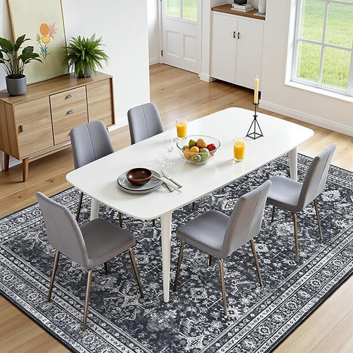 5x7 Area Rugs for Living Room Bedroom, Black Washable Non-Slip Carpet