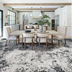 XLUEZ 9x12 Area Rug for Living Room, Washable Modern Abstract Large Area Rug Neutral Soft Non Slip Kids Rug Stain Resistant Indoor Carpet for Bedroom Dining Room Playroom Office(Black, 9'x12')