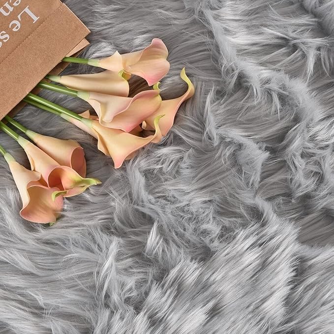 Latepis Area Rugs 10x14 Living Room Washable Rugs Grey Faux Sheepskin Fur Fluffy Rug for Bedroom Fuzzy Shag Rug for Sofa Play Room Entertainment Room, Rectangle
