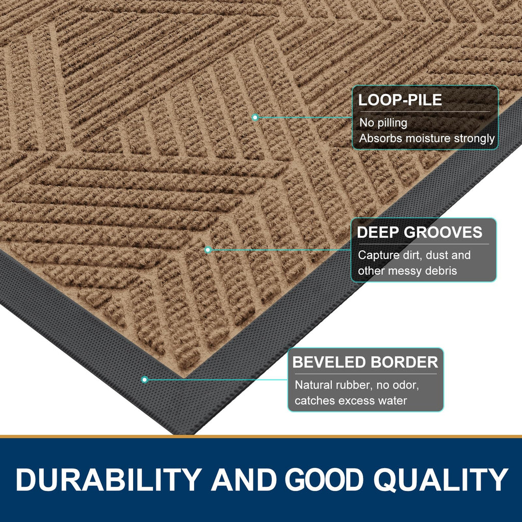 Smiry Front Door Mat Outside Entrance, Low Profile Rubber Doormat, 59x23
