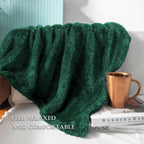 Exclusivo Mezcla Fuzzy Large Fleece Throw Blanket for Couch, Forest Green