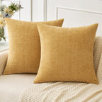 MIULEE Soft Chenille Throw Pillow Covers Gold 18x18 Inch Pack of 2