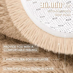OLANLY Beige Round Rugs for Bedroom - Machine Washable, 7 ft Circle Area Rugs for Living Room, Soft and Fluffy Shaggy Carpet for Teen Girls and Boys, Nursery Rooms, Dorms, Home Decor Aesthetic