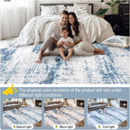 Area Rugs Living Room Rug - 5x7 Washable Modern Abstract Soft Neutral Non-Slip Carpet Large Indoor Floor Thin Carpets for Bedroom Dining Room Farmhouse Nursery Home Office White Blue Grey