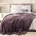 TOONOW Fleece Bed Blanket King Size 90x108 inches , Super Soft Fluffy Fuzzy Plush Blanket Geometric Pattern Cozy Microfiber Flannel Blankets for Couch, Bed, Sofa, Purple