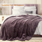 TOONOW Fleece Blanket Super Soft Cozy Throw Blanket 50" x 60", Lightweight Fuzzy Comfy Textured Flannel Blanket Warm Plush Throw Blankets for Couch, Sofa, Bed, Purple