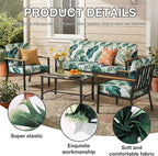 hyha 4Pcs Patio Cushion Covers, Stretch Outdoor Couch Cushion Covers, Washable Outdoor Chair/Sofa Slipcovers for Patio Furniture Cushions Protector with Elastic Bottom(Monstera Deliciosa,Cover Only)