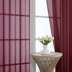 OWENIE Sheer Curtains 2 Panels Set for Bedroom Living Room, Soft Solid Rod Pocket Light Filtering Window Treatment, 2Pcs Each 59" W x 90" L, Burgundy Wine