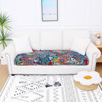 Smiry Printed Couch Cushion Covers, Stretch Soft Couch Covers for Sofa, Washable Non-Slip Sofa Slipcover Furniture Protector for Indoor and Outdoor (Large, Blue Green)
