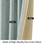 MIULEE 100% Blackout Linen Curtains 42 x 84 Inch Seafoam Green 2 Panels
