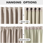 MIULEE 100% Blackout Linen Curtains for Bedroom, Khaki Solid Luxury Decor Thermal Insulation Room Darkening Drapes for Living Room Nursery Back Tab Rod Pocket 42 x 90 Inches, 2 Panels