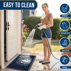 Smiry Front Door Mat Outside Entrance, Low Profile Rubber Doormat, 47x32