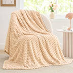 BEDELITE Fleece Throw Blanket for Couch & Bed - 3D Jacquard Decorative Blush Sand Blanket, Super Soft and Cozy Warm Fuzzy Blanket All Seasons Suitable, 50x60Inches