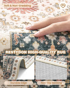 Runner Rug 2x8 Runners for Hallways Non Slip Washable, Vintage Hallway Runner Rugs for Living Room, Low Pile Soft Hallway Rug for Kitchen Bedroom Laundry Room Rug(Blue/Red/Multi,2'x8')