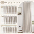 Guken 100% Blackout Curtains 90 Inch Length 2 Panels Set for Living Room Bedroom Back Tab Thermal Insulated Black Out Linen Drapes Room Darkening Window Curtains 90 Inches Long, Sand Beige