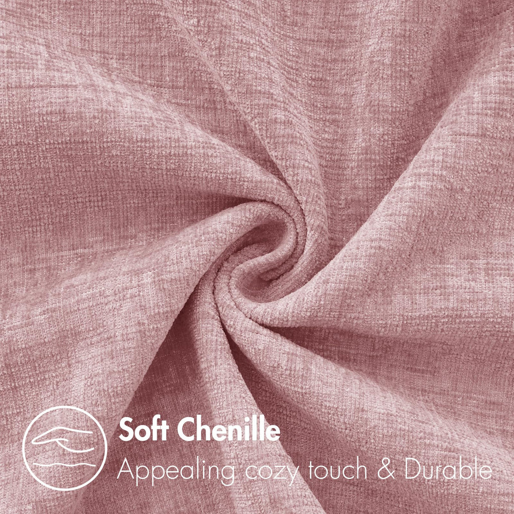 MIULEE Soft Chenille Lumbar Throw Pillow Covers Blush Pink 12x20 Pack of 2