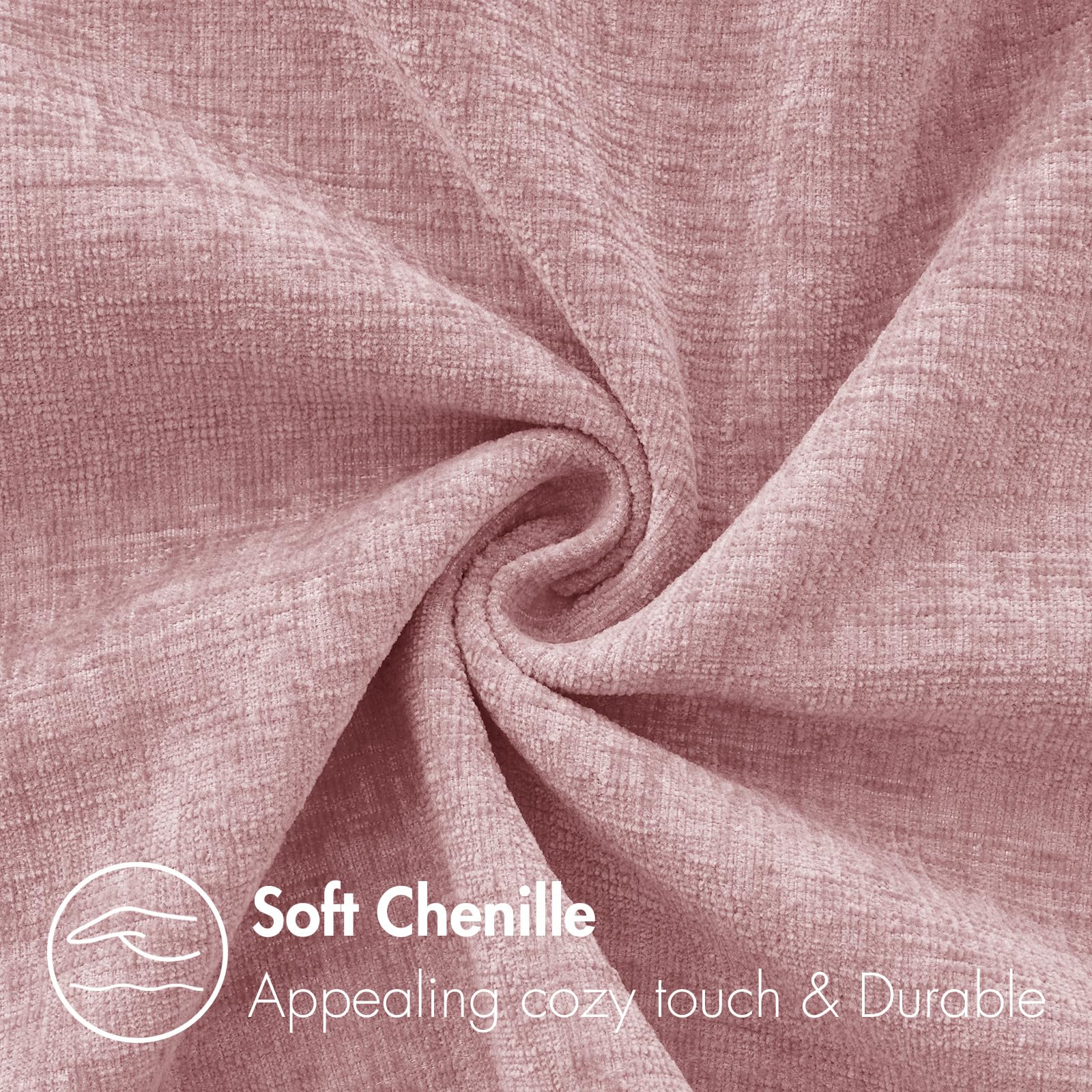 MIULEE Soft Chenille Lumbar Throw Pillow Covers Blush Pink 12x20 Pack of 2