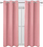 LEMOMO Pink Thermal Blackout Curtains/38 x 63 Inch/Set of 2 Panels Room Darkening Curtains for Bedroom