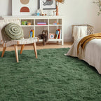 9x12 Ft Extra Large Shag Green Area Rug for Living Room, Ultra Soft Fluffy Furry Rugs for Bedroom Classroom Indoor Floor, Aesthetic Carpet for Kids Home Decor