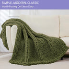 Bigacogo Chunky Knit Throw Blanket for Couch, 51x63 inches, Yellow Green