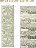 Kitchen Runner Rug Non Slip Washable 2.5x8, Soft Low Pile Entryway Rug Runners for Hallways,Carpet Runner for Living Room,Kitchen, Laundry, Bathroom(Light Green,2.5'x8')