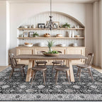 Vintage 10x14 Washable Area Rug: Large Living Room Rugs Indoor Soft Stain Resistant Carpet with Non-Slip Backing for Bedroom Dining Room Farmhouse Low Pile Floor Mat for King Size Bed (10x14 Black)
