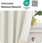NICETOWN Natural Faux Linen Blackout Curtain Panels 24 inch Long, Thermal Insulated Light Blocking Window Coering Privacy Protect Energy Efficient for Small Windows Bedroom, 52 by 24 inch, 2 PCs