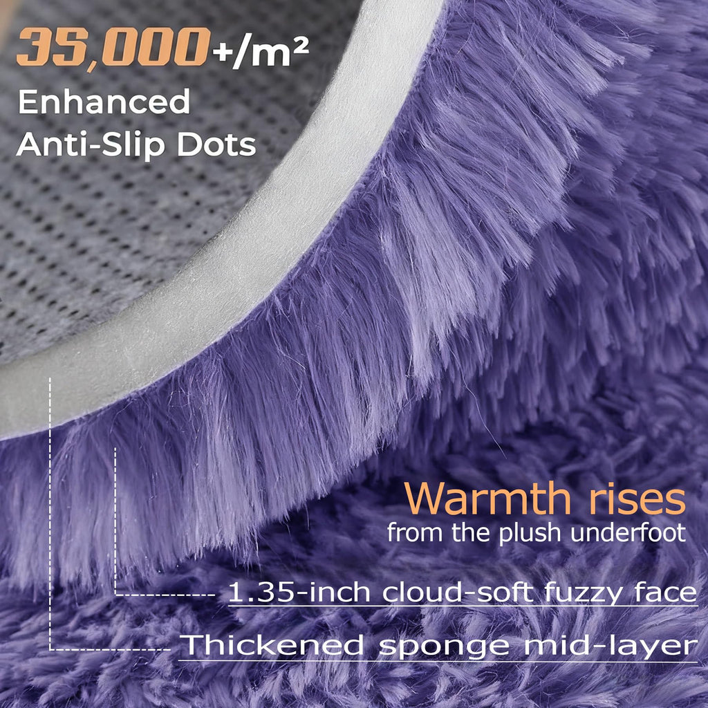 8x10 Area Rugs for Living Room: Fluffy Shag Soft Washable Rug Large Fuzzy Plush Indoor Carpet for Bedroom Nursery Playroom Kids Girls Boys Room (Purple, 8'x10')