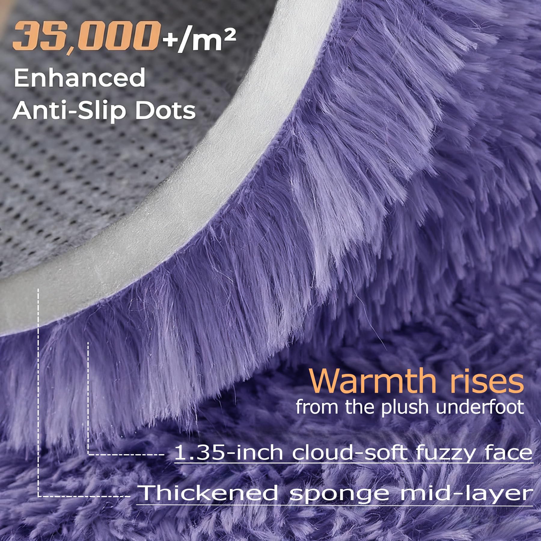 8x10 Area Rugs for Living Room: Fluffy Shag Soft Washable Rug Large Fuzzy Plush Indoor Carpet for Bedroom Nursery Playroom Kids Girls Boys Room (Purple, 8'x10')