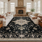 RELEANY Washable Area Rug, Large 10'x12', Black/Neutral
