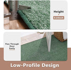 FinRèc 5x7 Washable Area Rugs for Bedroom Living Room, Low Pile Thin Rug Solid Color, Non-Slip Carpet Indoor for Home Decor (Green)