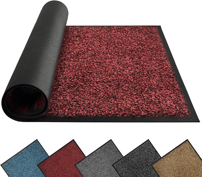 Mibao Super Absorbent Front Door Mat, 72" x 48", Non-Slip Washable Indoor Doormats, Low Profile Entryway Rug Outdoor, Dirt Resistant Welcome Mats for Front and Back Door Entrance, Red
