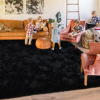 Quntue 8x10 Area Rugs for Living Room, Ultra Soft Large Shag Black Bedroom Rug Upgrade Non-Slip Plush Modern Fluffy Carpet for Kids Boys Girls Room Home Decor Aesthetic