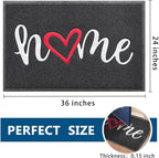 EARTHALL Door Mat Outside Inside Home Doormat, 36"x24",Durable Floor Mat Non Slip Mat Ultra Absorb Mud Easy Clean Front Doormat for Garage, Entryway, Patio, High Traffic Areas, Black