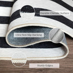 Black and White Striped Entry Rug - 3x5 Ft Washable Indoor Outdoor Front Door Mat Outside Entrance Front Porch Mat Non-Slip Floor Carpet for Bedroom Entryway Kitchen Office Porch Decor