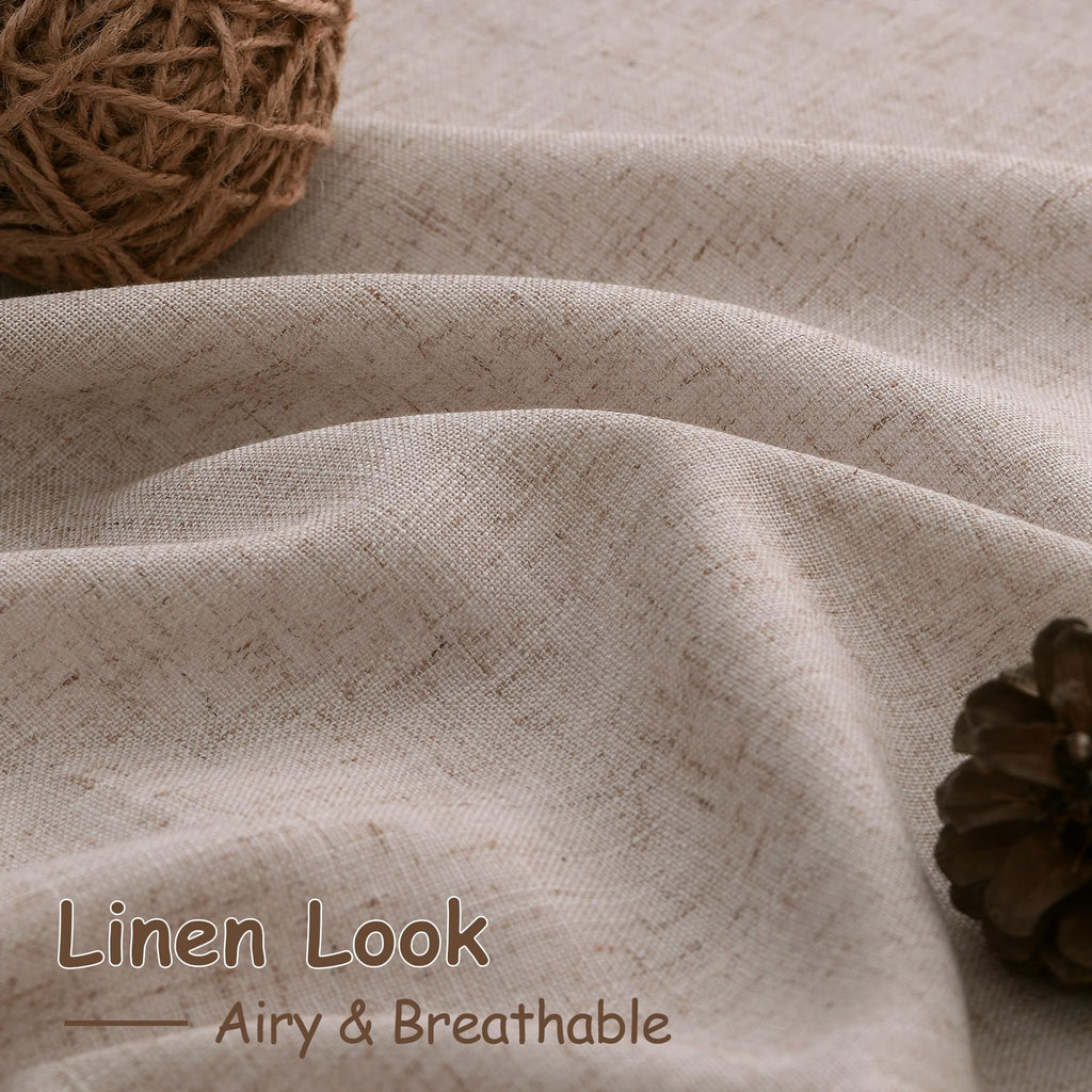 Oatmeal Linen Curtains 84 Inches Long for Bedroom Back Tab Light Filtering Privacy Semi Sheer Curtains Modern Farmhouse Decor Oatmeal Cotton Textured Curtain for Living Room 2 Panels Set 52x84
