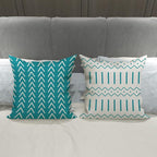 YCOLL Pillow Covers 16x16 Set of 4, Modern Sofa Throw Pillow Cover, Decorative Outdoor Linen Fabric Pillow Case for Couch Bed Car, Aqua Blue