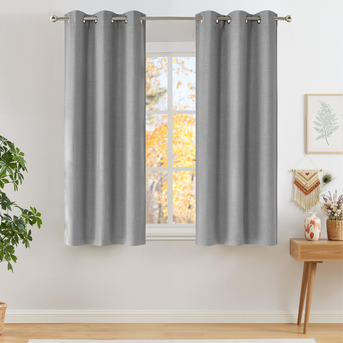 NICETOWN Grey Blackout Curtains for Bedroom 42" Wide x 63" Long 2 Panels