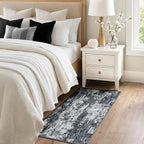 Washable Area Rugs 2'x4' Non-Slip Modern Abstract Soft for Living Room Entryway Bedroom Nursery, Print Pattern, Black Navy Blue Gray