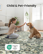 AMADA HOMEFURNISHING 5x7 Area Rugs, Washable Living Room Rug Low-Profile with Non-Slip Backing & Durable Edge Binding, Vintage 5x7 Rugs for Living Room, Bedroom, Dining Room