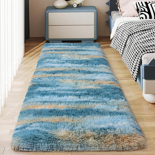 Ailyei Fluffy Shag Runner Rugs for Bedroom Hallways, 2x8 Grey Long Soft Throw Area Rug Non Slip for Bedside Dorm, Shaggy Furry Carpet for Nursery Living Room Home Decor — 2' x 5' (1 pc)
