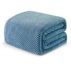 Exclusivo Mezcla Large Waffle Fleece Throw Blanket for Couch, Slate Blue