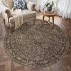 WondRg 3x3 Dark Brown Vintage Round Rug