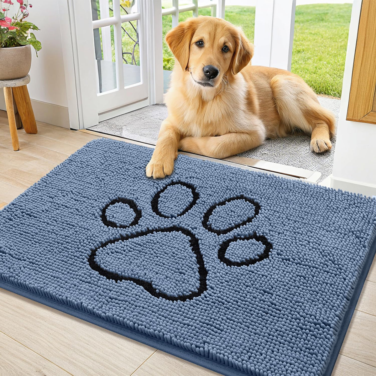 Smiry Dog Door Mat for Muddy Paws, Absorbent Non Slip Dirt Trapper, 36x24