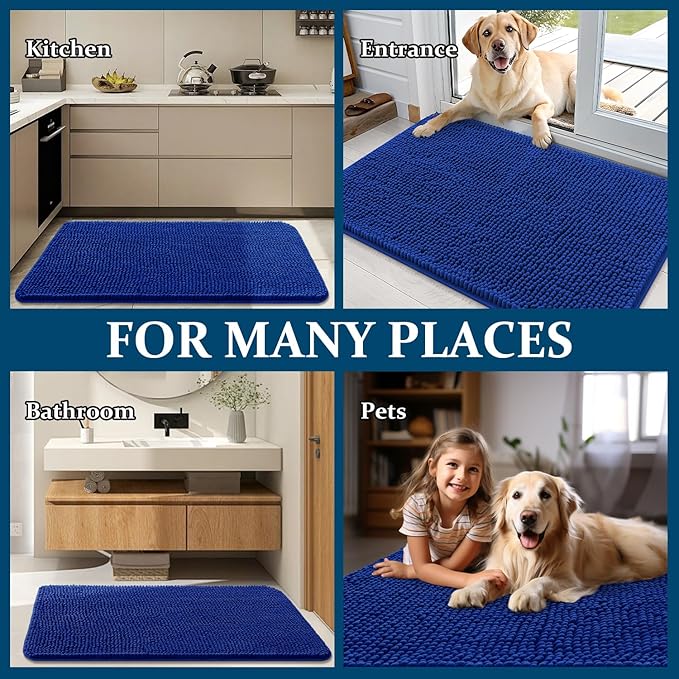 OLANLY Dog Door Mat for Muddy Paws 59x24, Super Absorbent Chenille Mud Mat