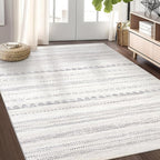 Nakagishi Area Rug Living Room Rugs: 4x6 Soft Machine Washable Boho Neutral Farmhouse Stain Resistant Moroccan Indoor Floor Carpet for Bedroom Nursery Kids Entryway Kitchen Entry Bedside Home- Gray